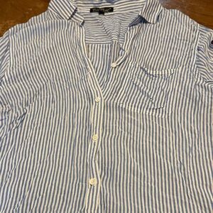 Blue Striped Women’s soft button down Shirt
